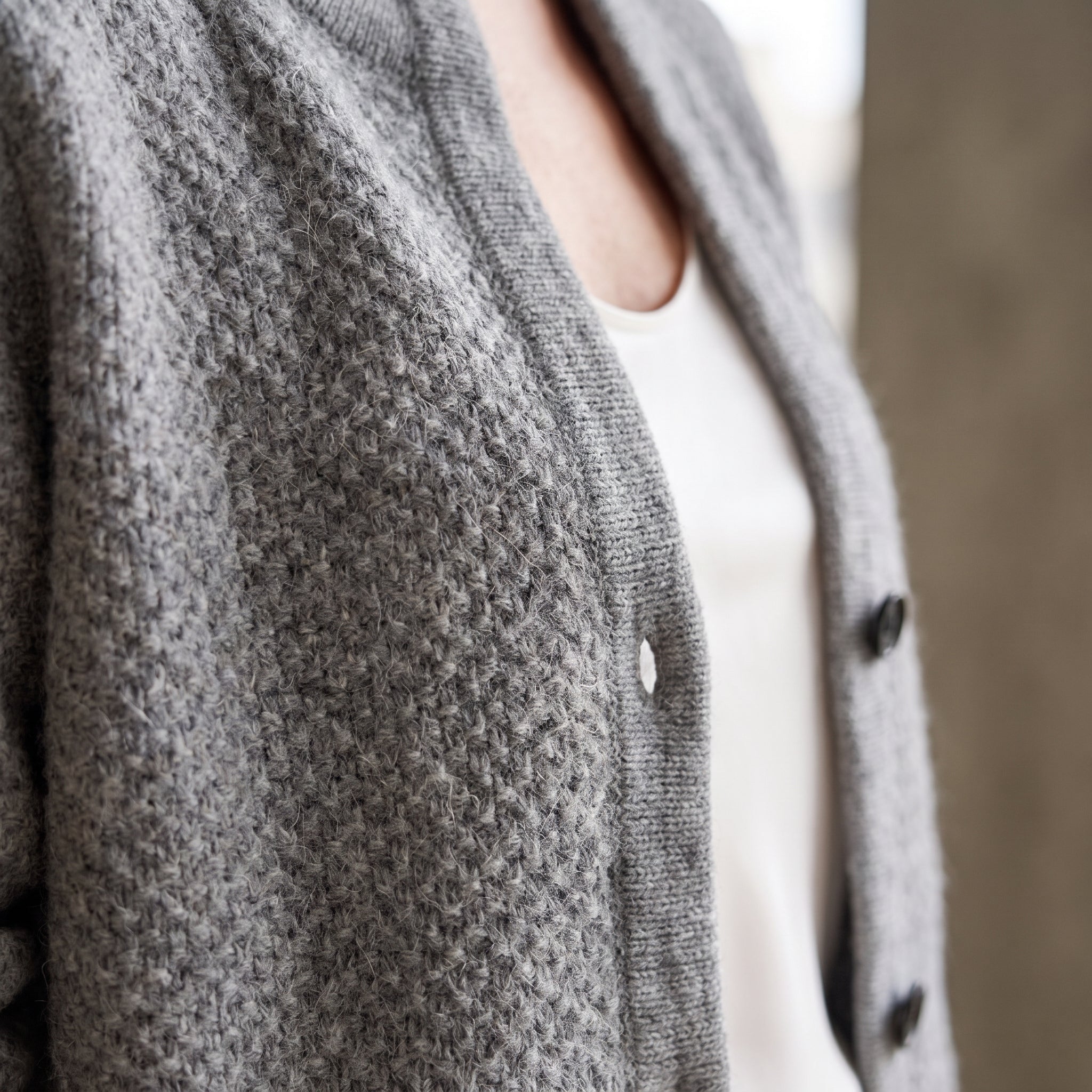 Textured Knit Cardigan with Stand Collar for Women
