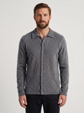 Textured Knit Polo Jumper with Button Front for Mens