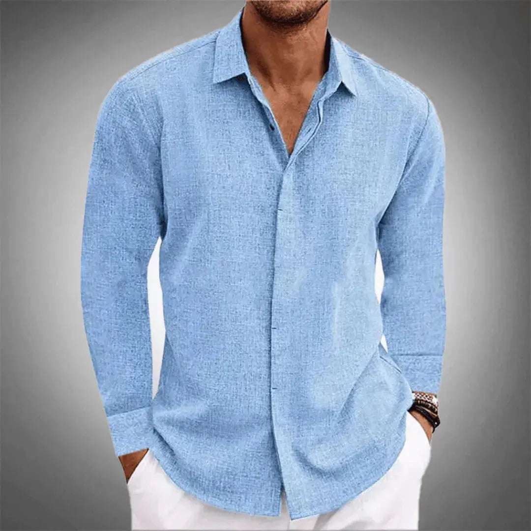 Textured Shirt with Spread Collar and Button Front for men