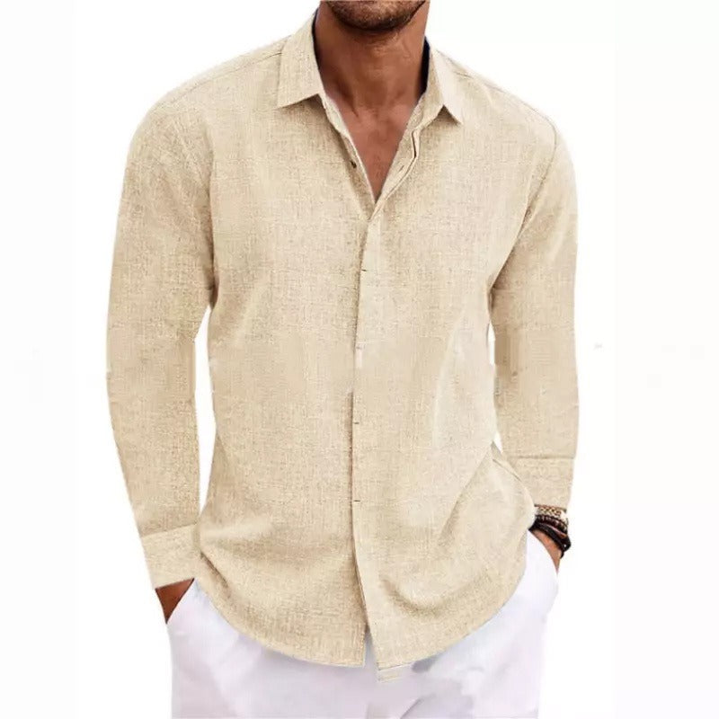Textured Shirt with Spread Collar and Button Front for men