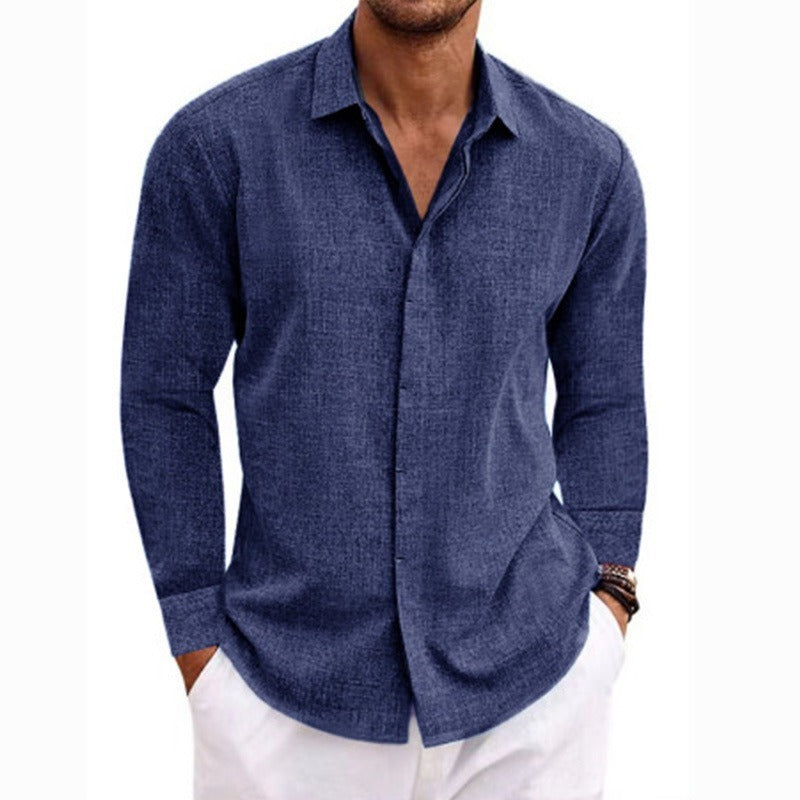 Textured Shirt with Spread Collar and Button Front for men