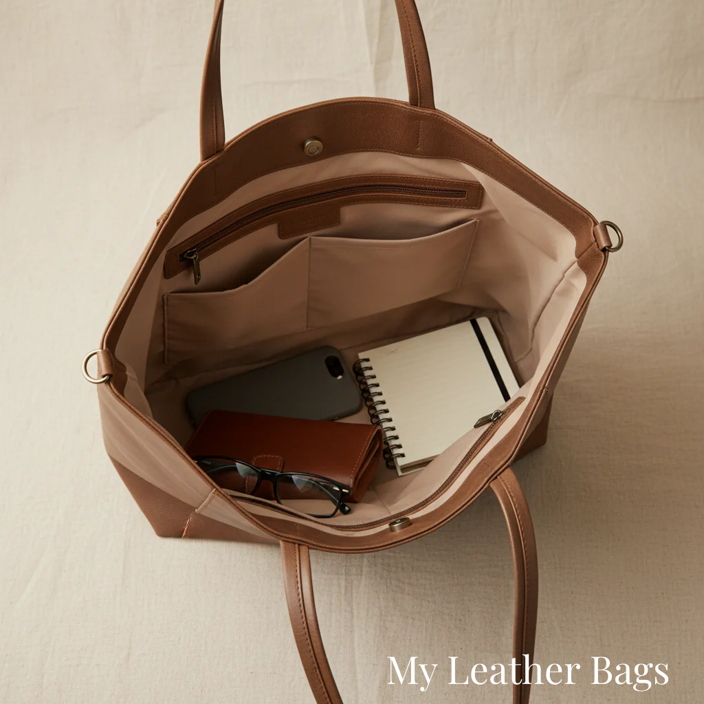 Tote Bag with Twin Handles and Matching Pouch for Womens