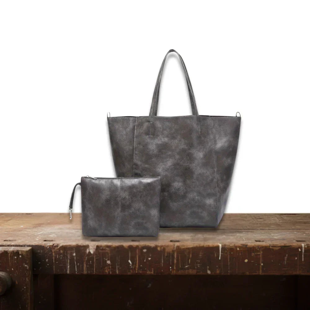 Tote Bag with Twin Handles and Matching Pouch for Womens