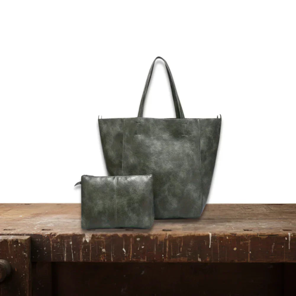 Tote Bag with Twin Handles and Matching Pouch for Womens