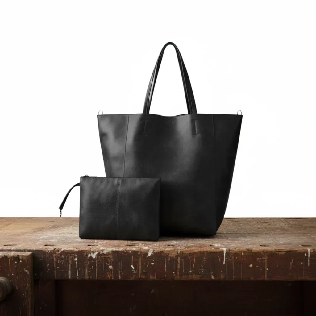 Tote Bag with Twin Handles and Matching Pouch for Womens