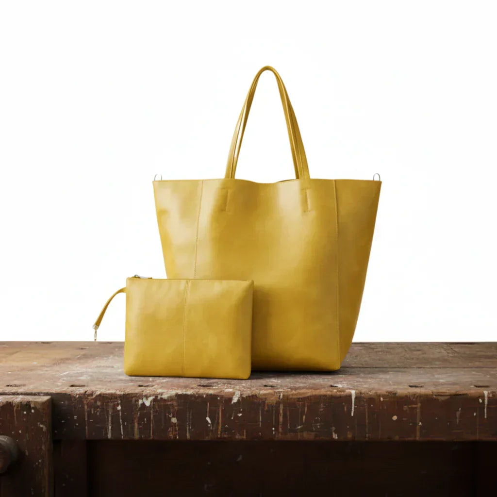 Tote Bag with Twin Handles and Matching Pouch for Womens
