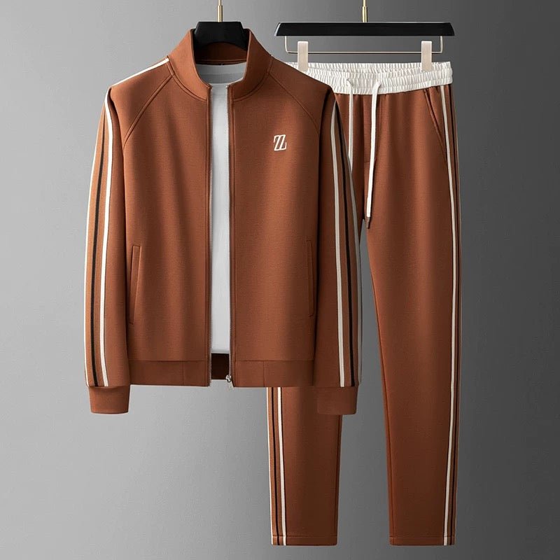 Two Piece Zip Front Tracksuit with Stripe Detail for Mens