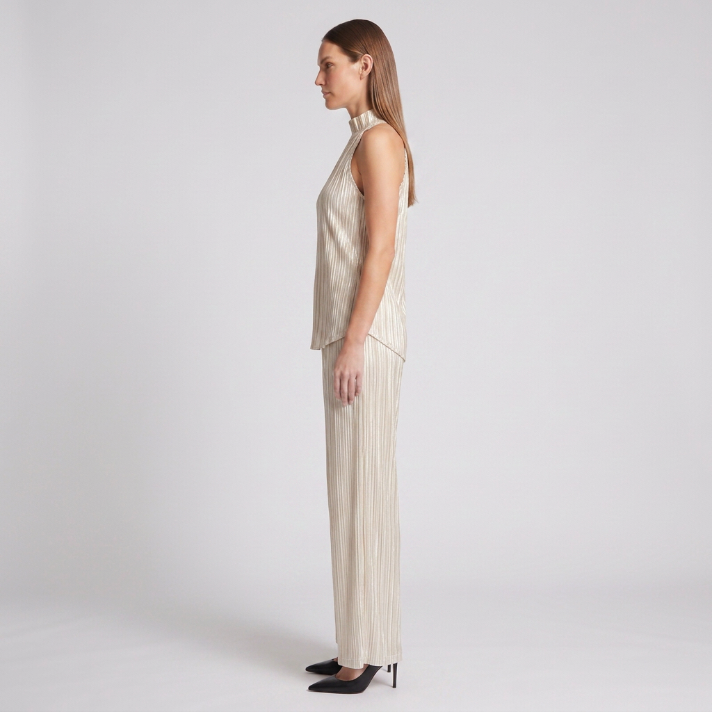 Pleated Halter Top and Trouser Set for Women