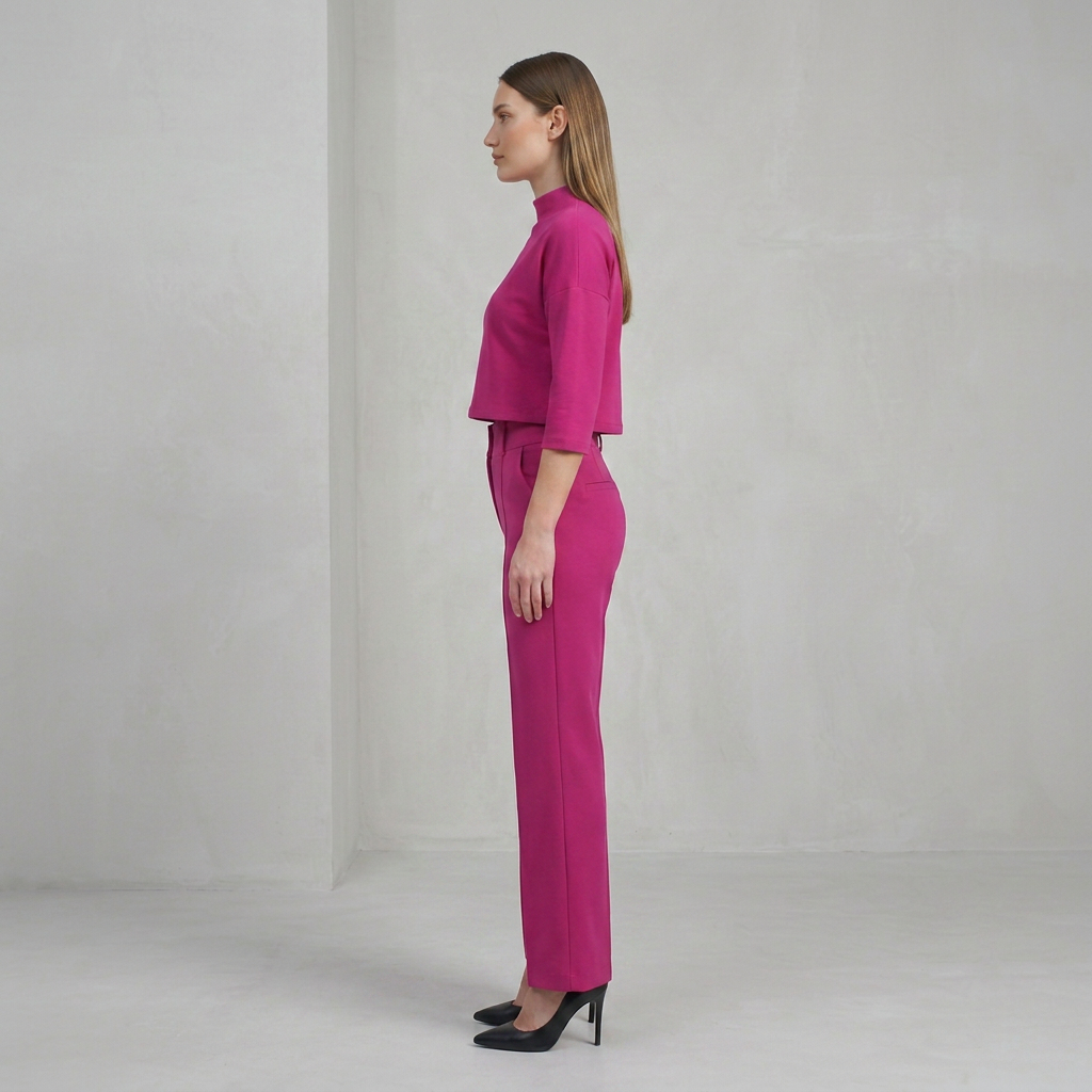 High-Waisted Trouser Set with Cropped Boxy Top for Women