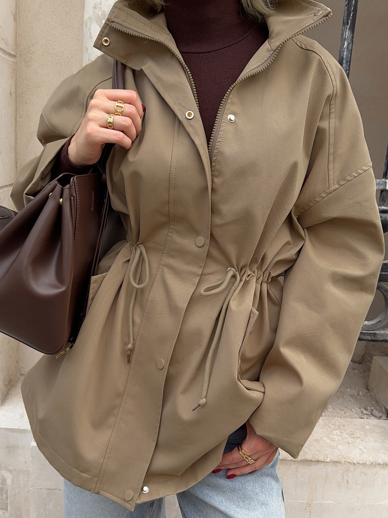 Utility Jacket with Adjustable Drawstring Waist for Womens