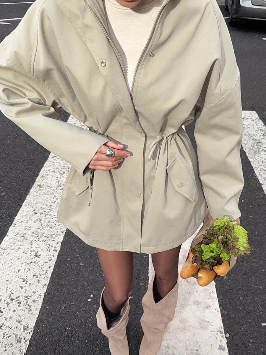 Utility Jacket with Adjustable Drawstring Waist for Womens