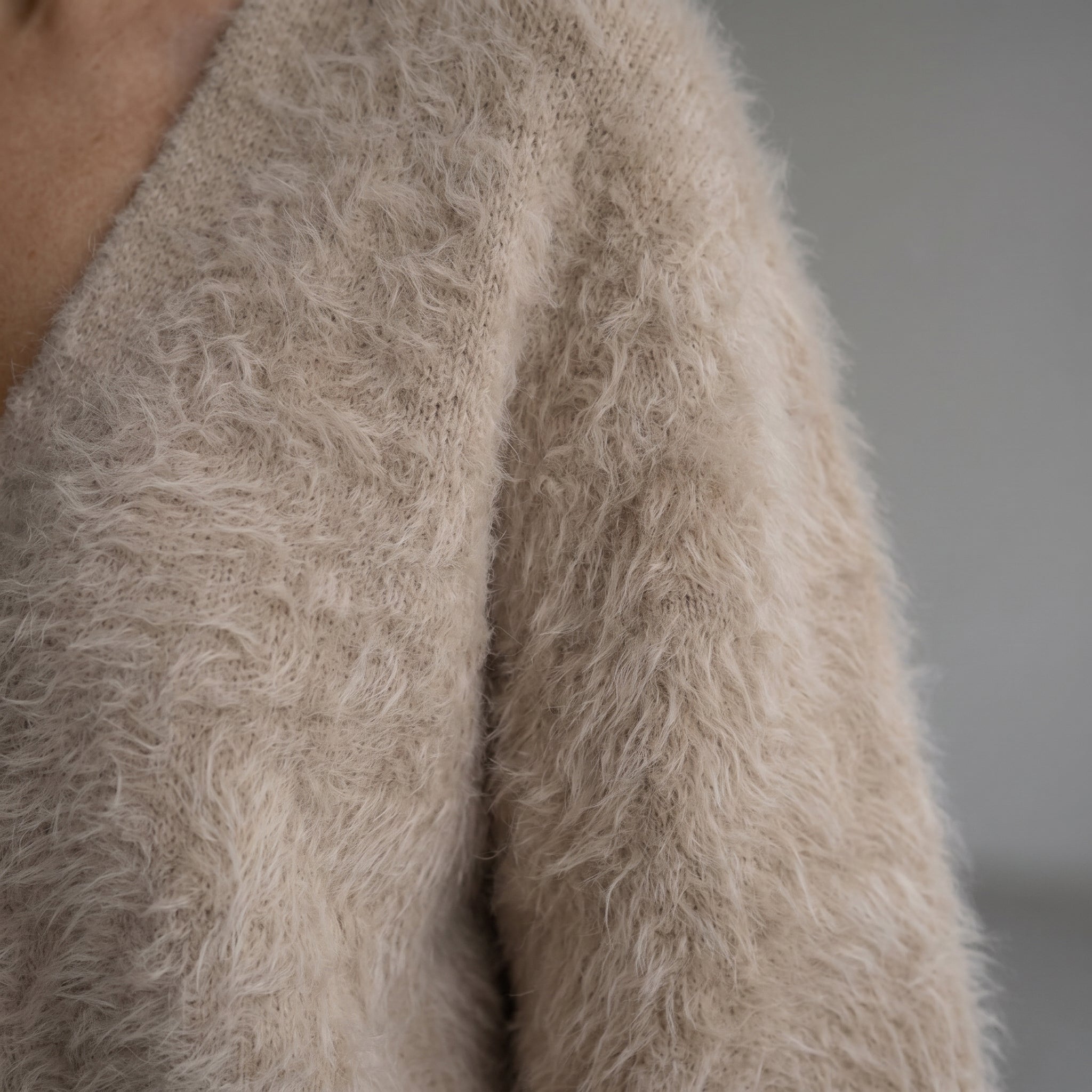 V-Neck Cardigan with Ribbed Cuffs for Women
