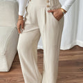 Wide-Leg Trousers with Elastic Waist and Pockets for Women