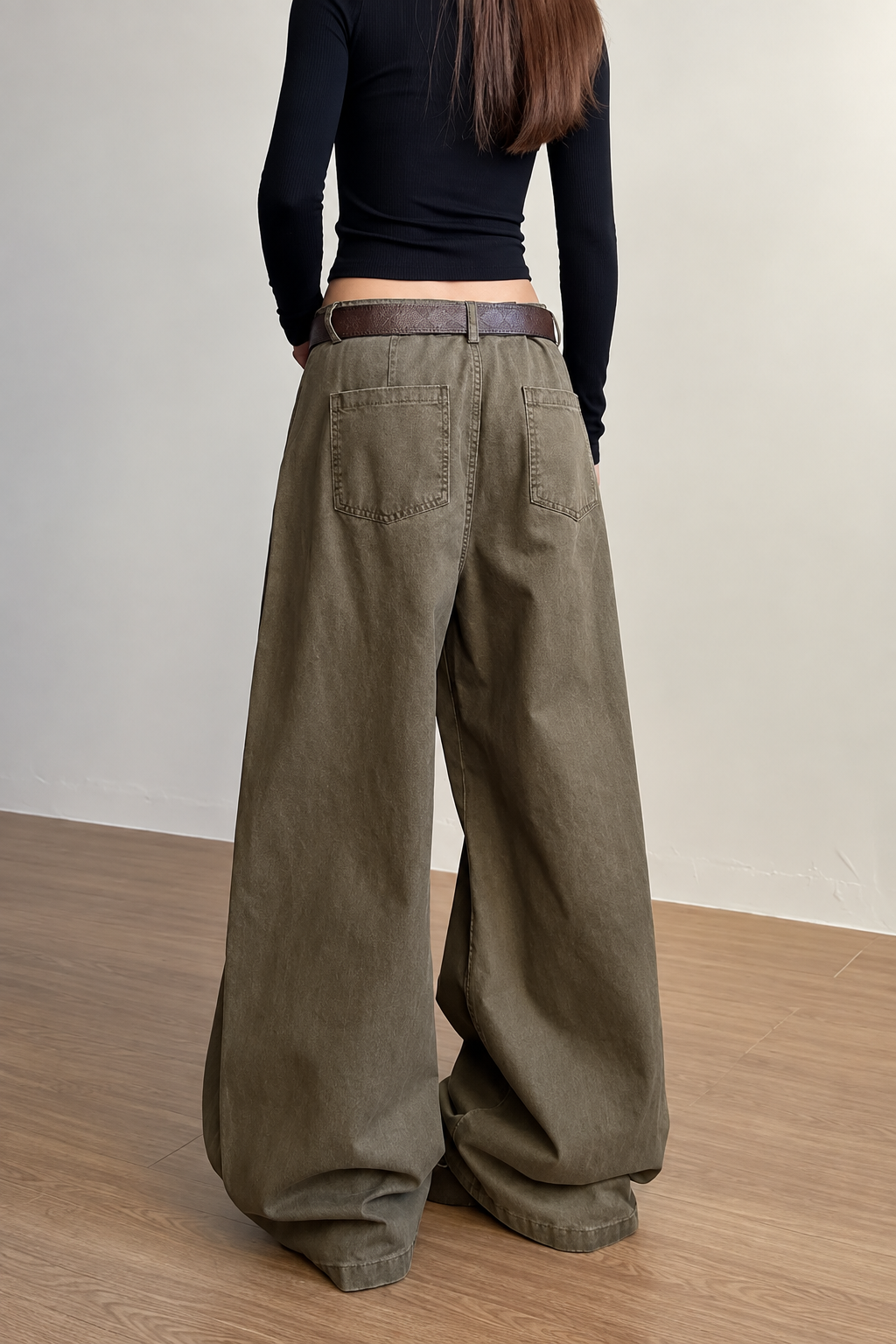 Wide Leg Trousers with High Waist and Pockets for Women
