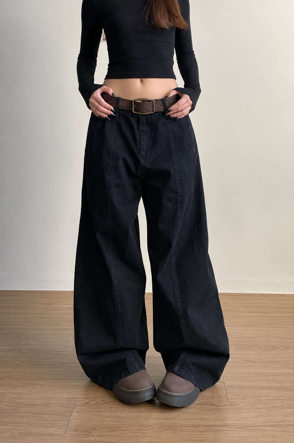 Wide Leg Trousers with High Waist and Pockets for Women