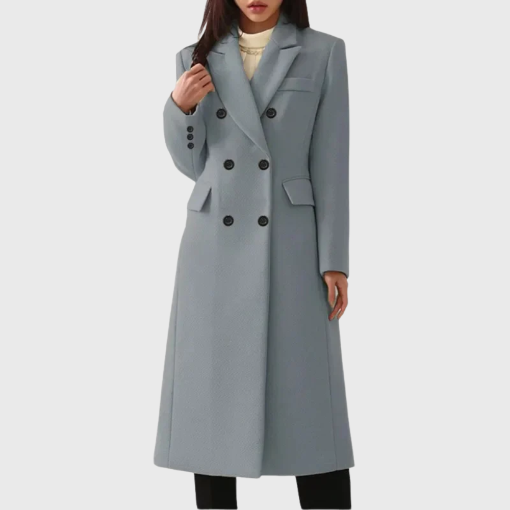 Wool Blend Coat with Double Breasted Front for women