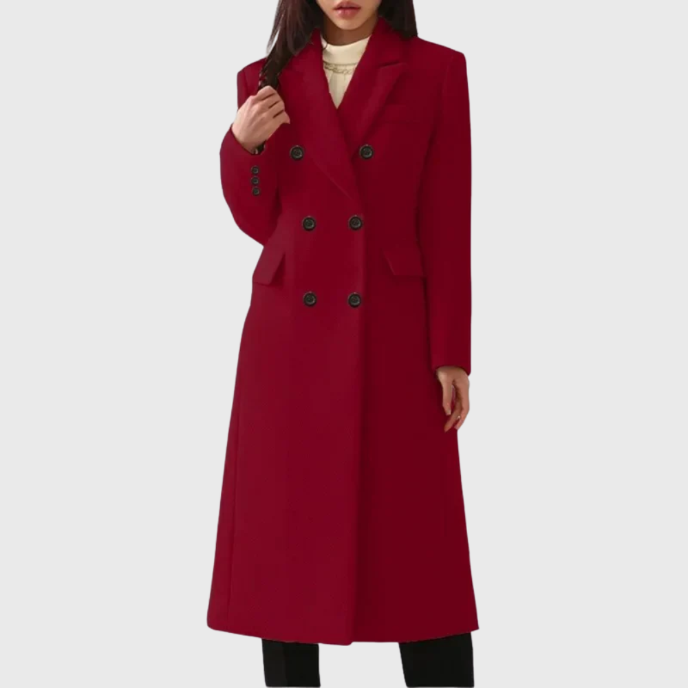 Wool Blend Coat with Double Breasted Front for women