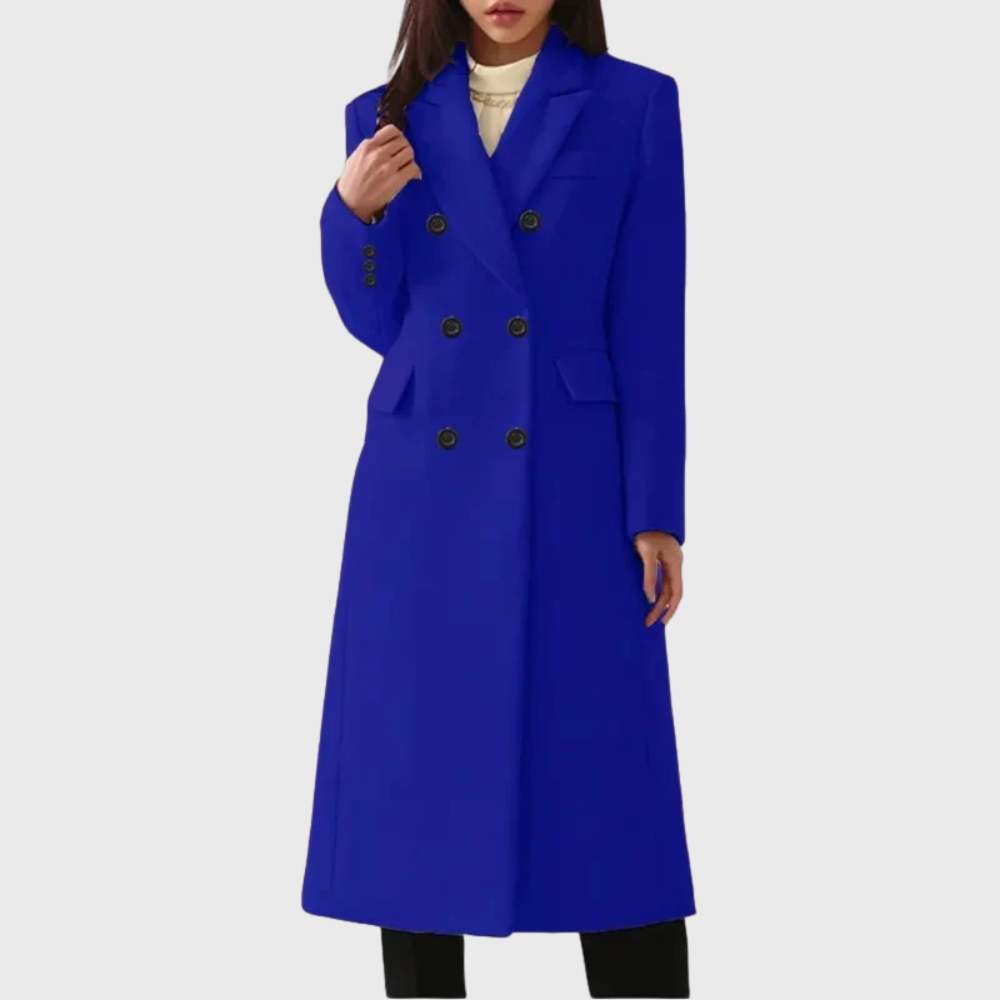 Wool Blend Coat with Double Breasted Front for women