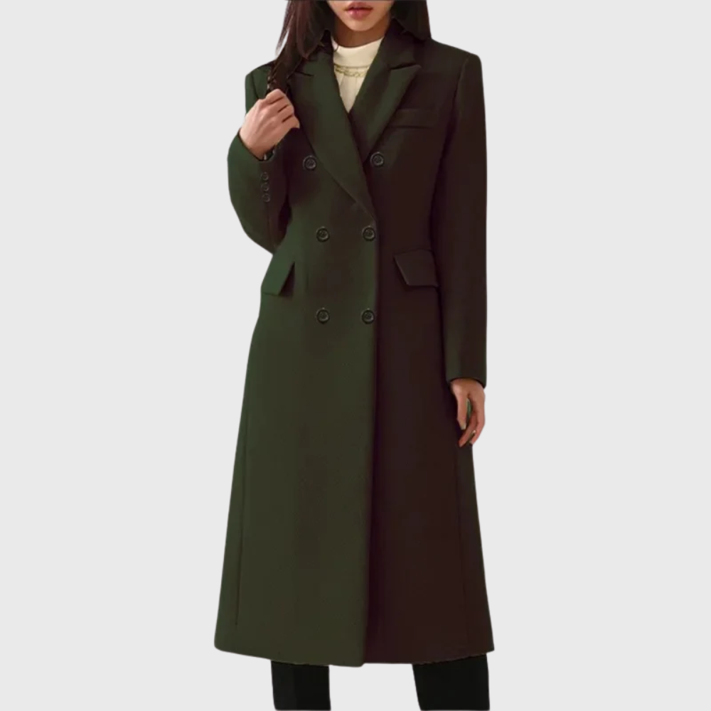 Wool Blend Coat with Double Breasted Front for women