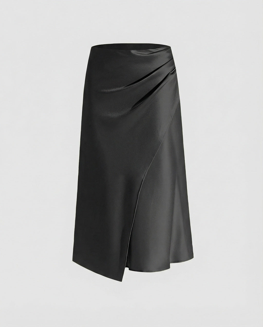 Wrap-Front Midi Skirt with Satin-Style Sheen for Women