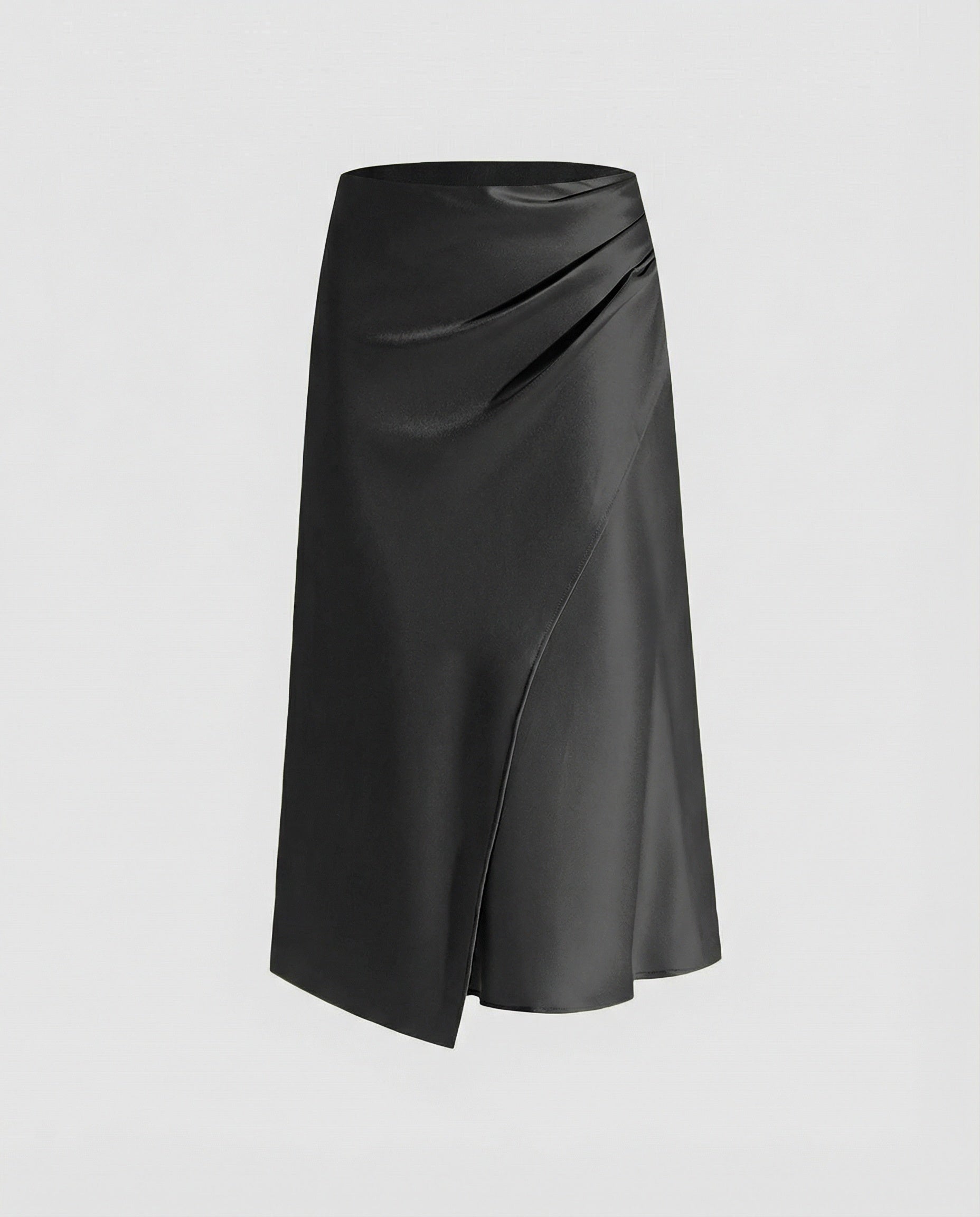 Wrap-Front Midi Skirt with Satin-Style Sheen for Women