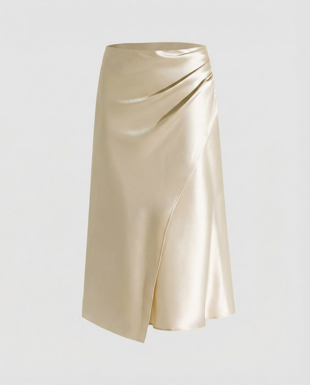 Wrap-Front Midi Skirt with Satin-Style Sheen for Women