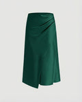 Wrap-Front Midi Skirt with Satin-Style Sheen for Women