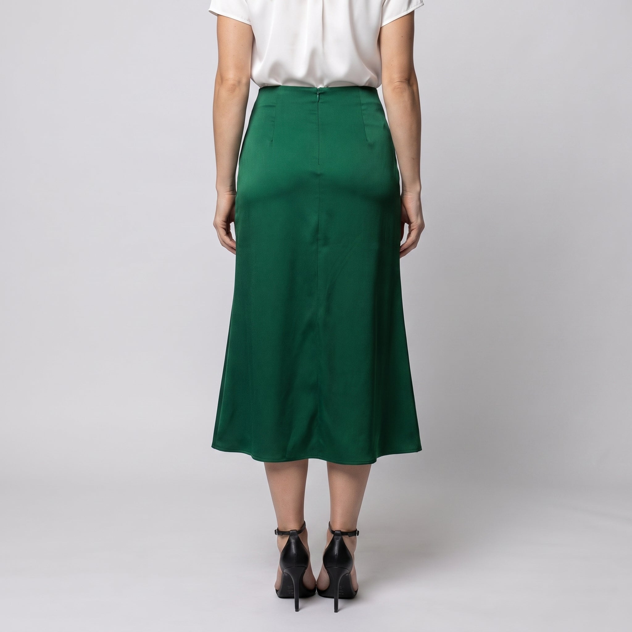 Wrap-Front Midi Skirt with Satin-Style Sheen for Women