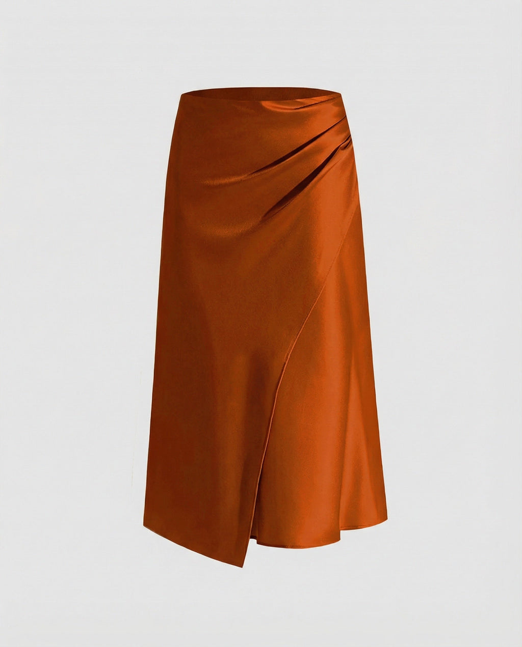 Wrap-Front Midi Skirt with Satin-Style Sheen for Women