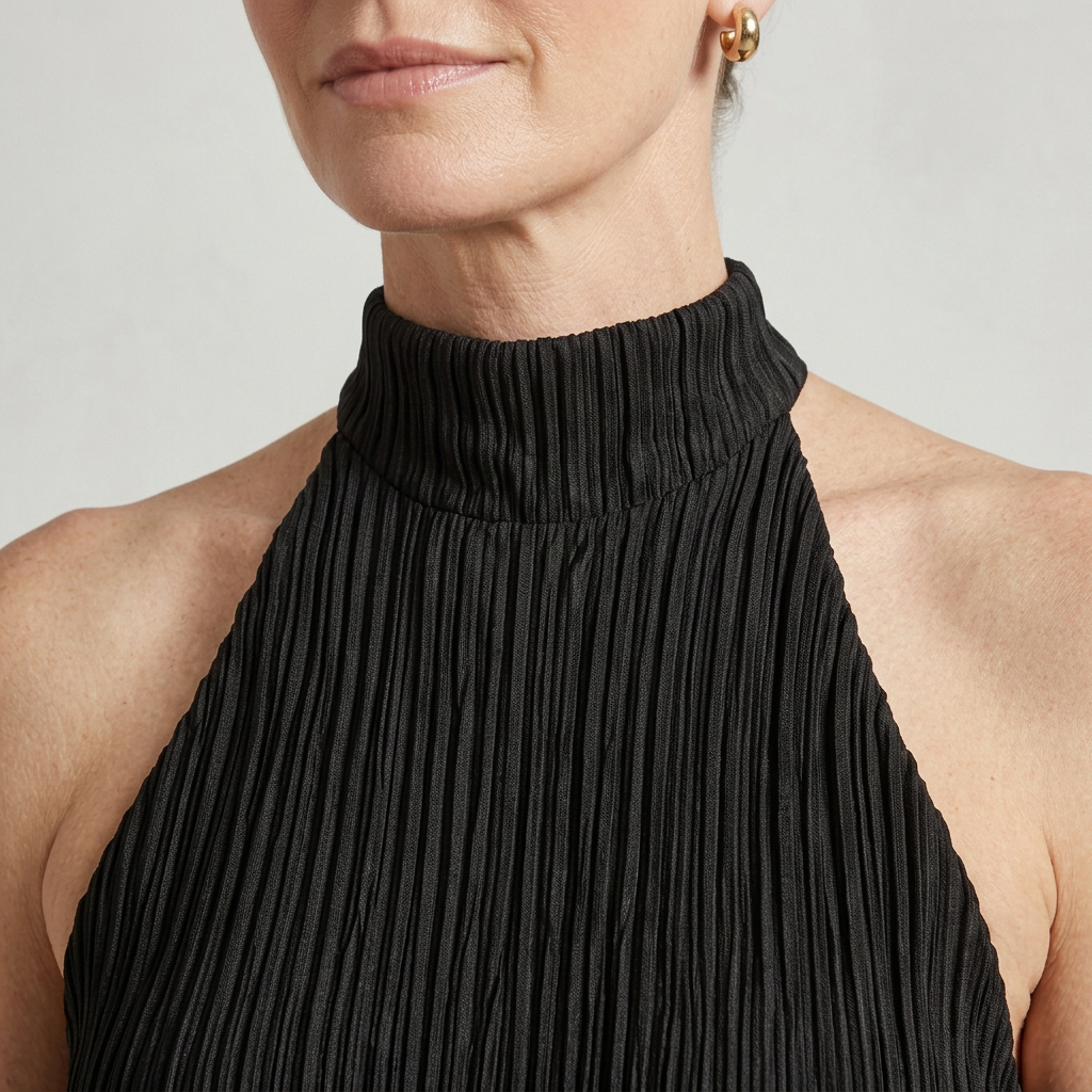 Pleated Two-Piece Set with Wide-Leg Trousers for Women