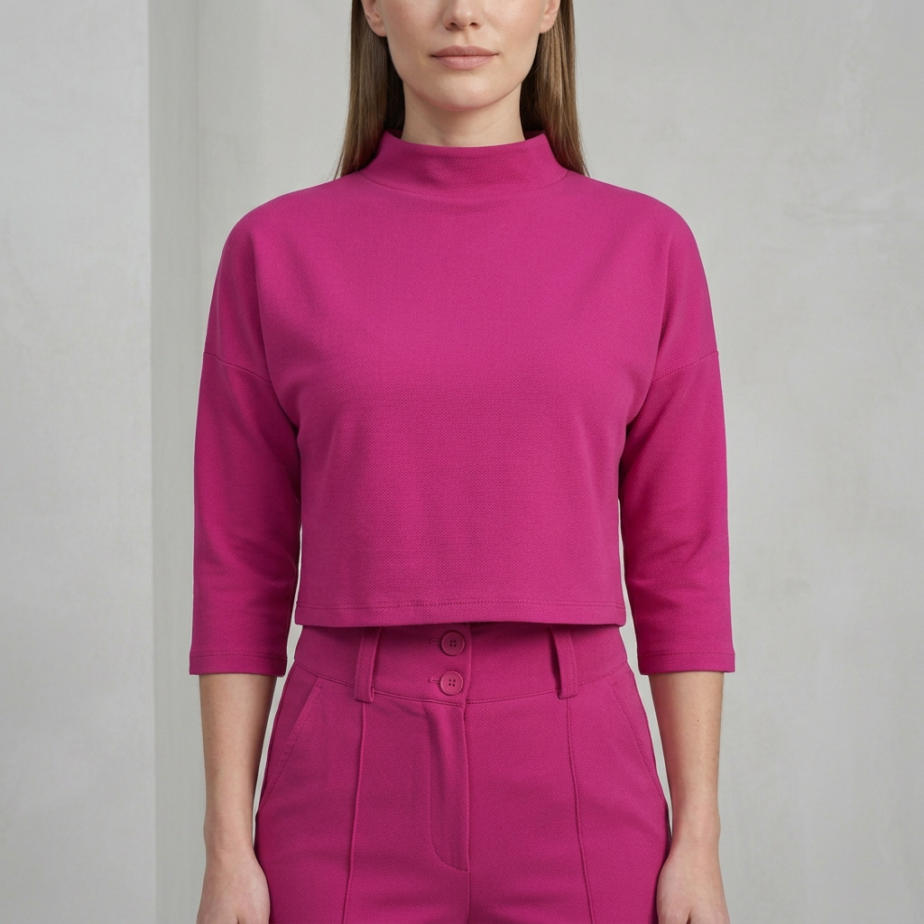 High-Waisted Trouser Set with Cropped Boxy Top for Women