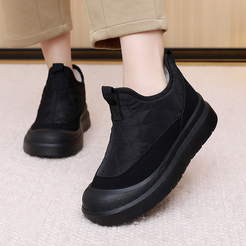 Quilted Platform Shoes with Lug Outsole for Women
