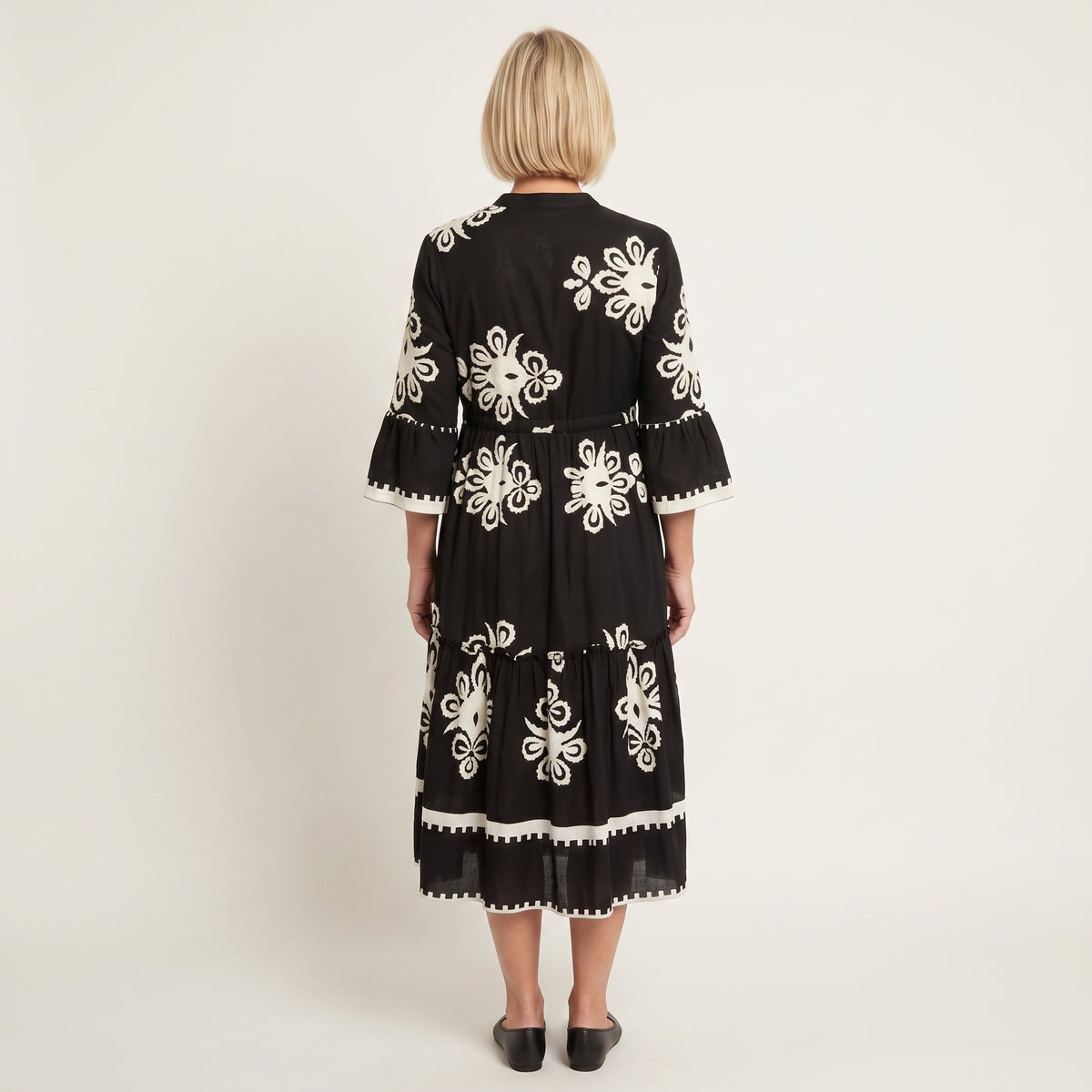 Floral Print Midi Dress with Tiered Skirt for Women