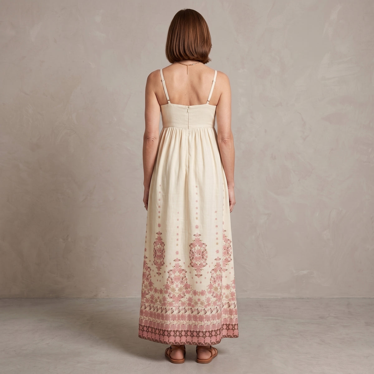 Embroidered Maxi Dress with Spaghetti Straps for Women