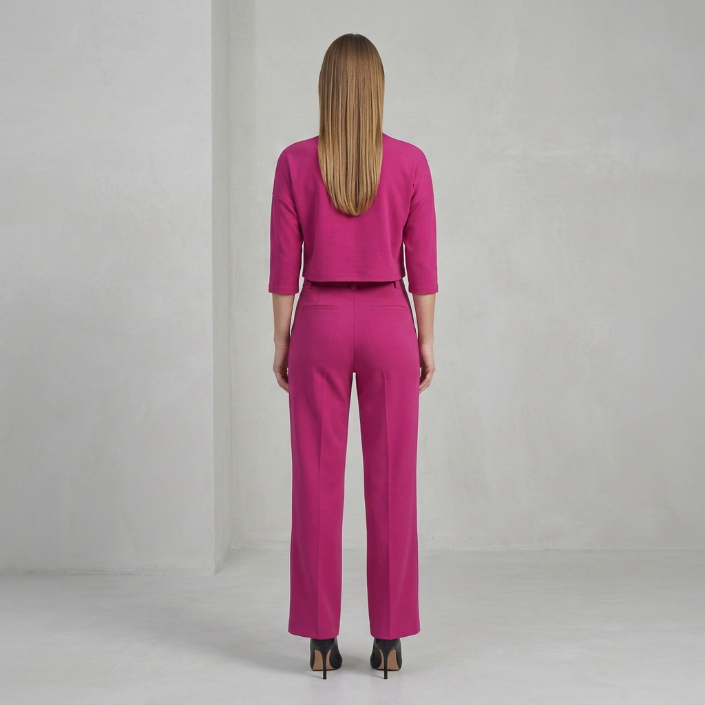 High-Waisted Trouser Set with Cropped Boxy Top for Women