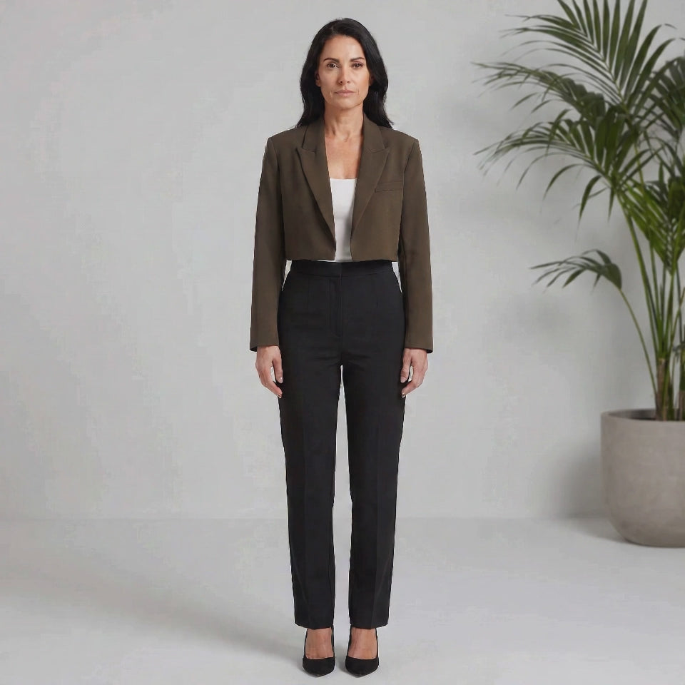 Cropped Blazer with Notched Lapels for Women